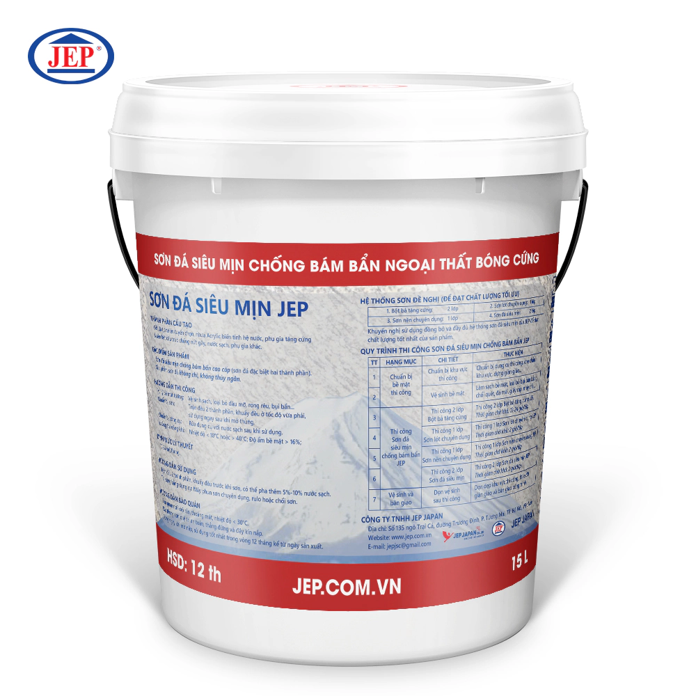 Sơn đá siêu mịn chống bám bẩn ngoại thất bóng cứng SP-500.GLOSS ảnh 2 mặt sau