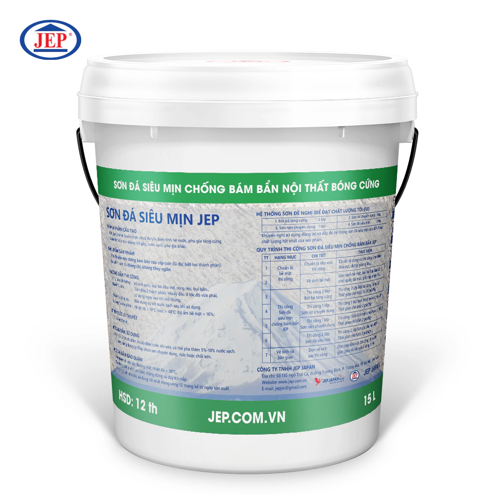 Sơn đá siêu mịn chống bám bẩn nội thất bóng cứng SP-400.GLOSS ảnh 2 mặt sau