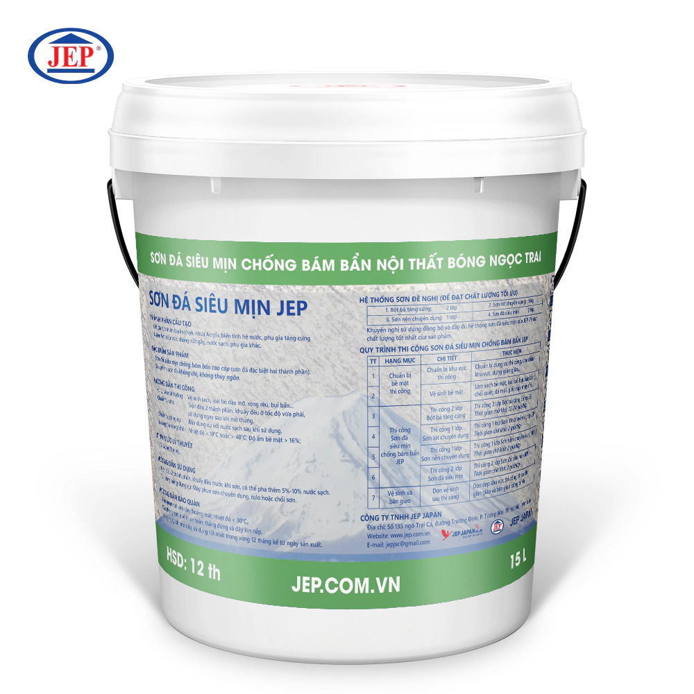 Sơn đá siêu mịn chống bám bẩn nội thất bóng ngọc trai SP-400.SEMI ảnh 2 mặt sau