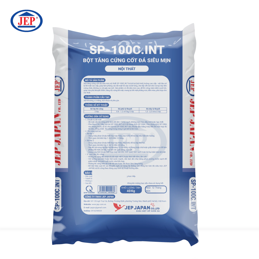 Bột bả tăng cứng siêu mịn nội thất SP-100C.INT ảnh 2 mặt sau